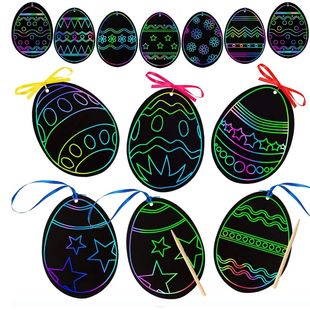 24PCS Crafts for Children Scratching Easter Egg Art Toys DIY