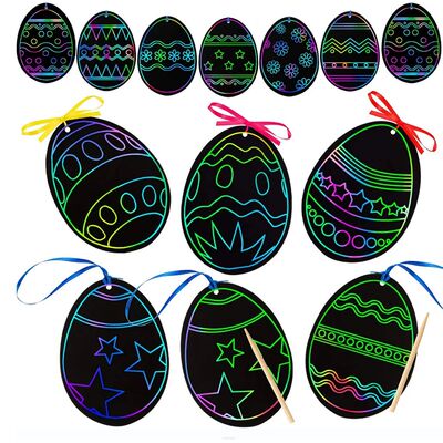 24PCS Crafts for Children Scratching Easter Egg Art Toys DIY