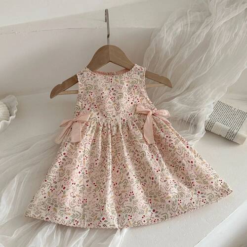 Baby Dress 6-24M Sweet Floral Bow Toddler Pinafore Dress Loo