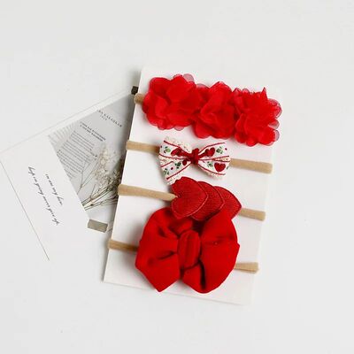 4PCS Baby Headband Set Red Love Hairband Princess Girl Flowe