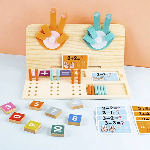 Kids Montessori Wooden Finger Numbers Counting Stick Palm Ma