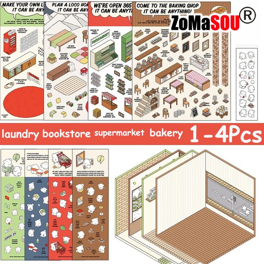 DIY 3D Sticker Cabin Scene Stacking and Pasting Three-dimens