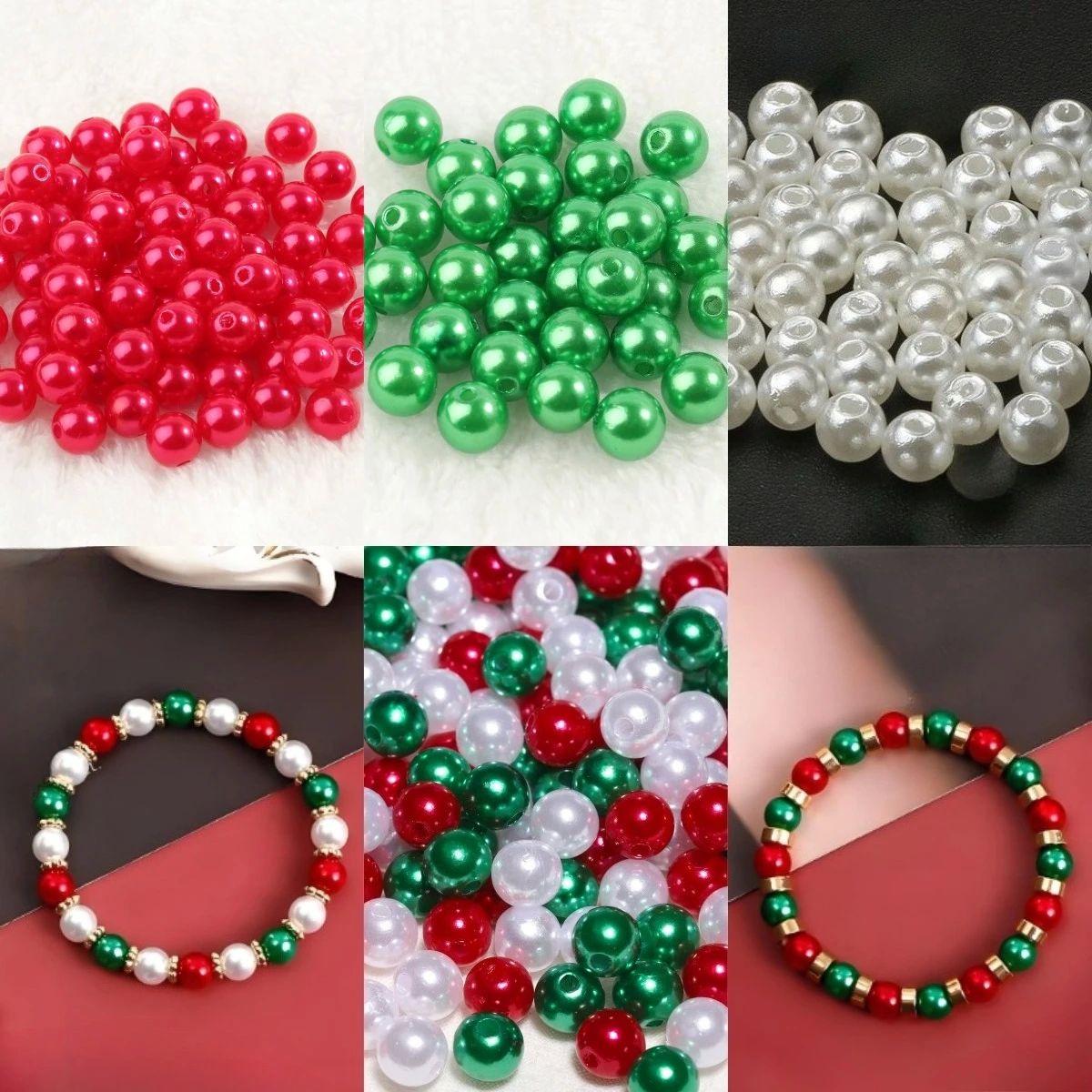 200pcs 8mm Christmas Color Scheme ABS Acrylic Beads for Jewe
