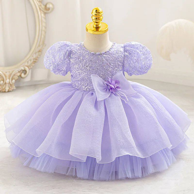 Beauty Pageant Dress for Baby Toddler Girl Puff Sleeve Birth