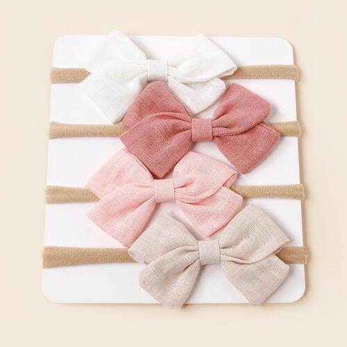 4pcs Baby Bamboo Cotton Bow Nylon Headband Girls Cute Hairba