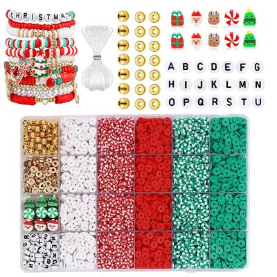 3500 pcs Christmas Polymer Clay Bead Kit - Flat Round & Alph