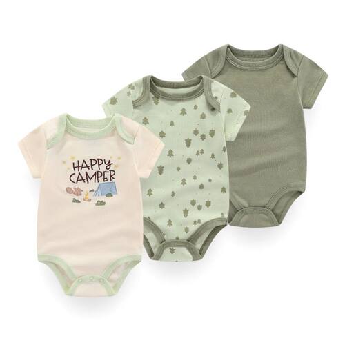 3 PCS Fashion Summer Short Sleeve Cartoon Baby Boy Girl Body