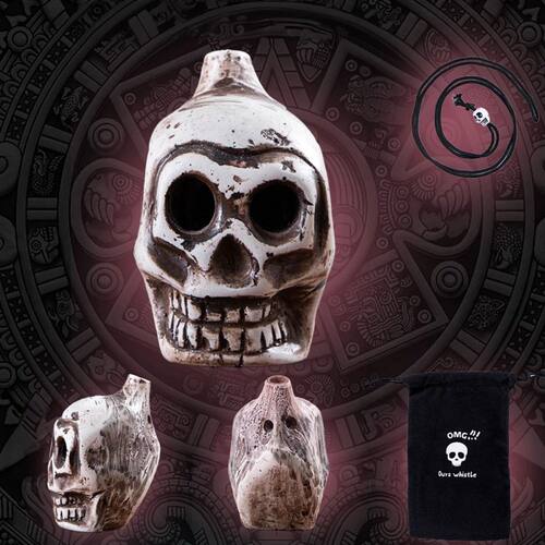 Aztec Skull Whistle, Creepy Loud Human Scream War Death Whis