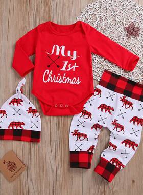 Lovely Baby Boy My First Christmas Letter Romper Kids Pant b
