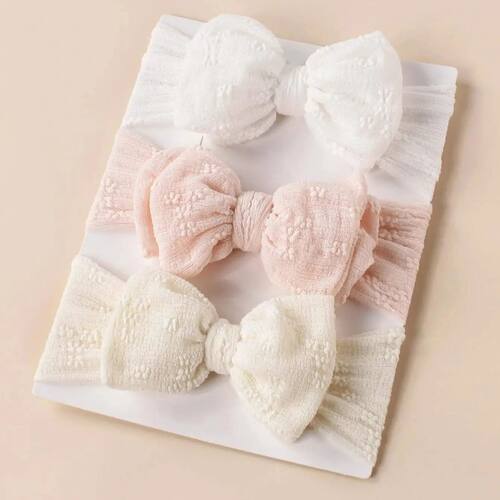 3PcsSoft Breathable Mesh Baby Headband Double Layered Bow Hi