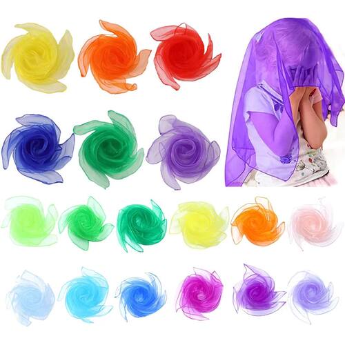 6pcs/lot Colorful Scarves Nylon Silk Children Sports Toys Da