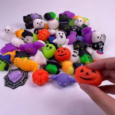 10Pc Cute Halloween Pumpkin Ghost Antisss Decompression Squi