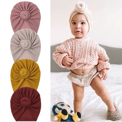 Solid Waffle Crochet Knit Baby Hat 3M-5T Turban Infant Toddl