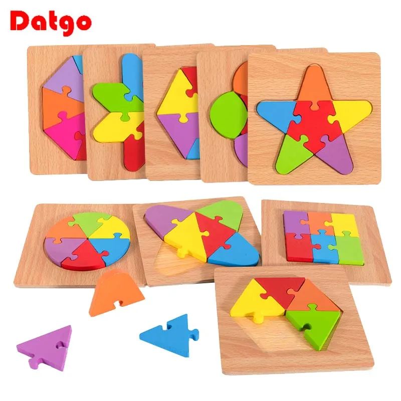 High Quality Wooden Geometric Shapes Early Cognition Puzzles