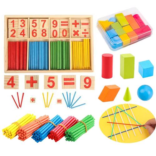 Children Math Toys Counting Sticks Geometric Block Mathemati