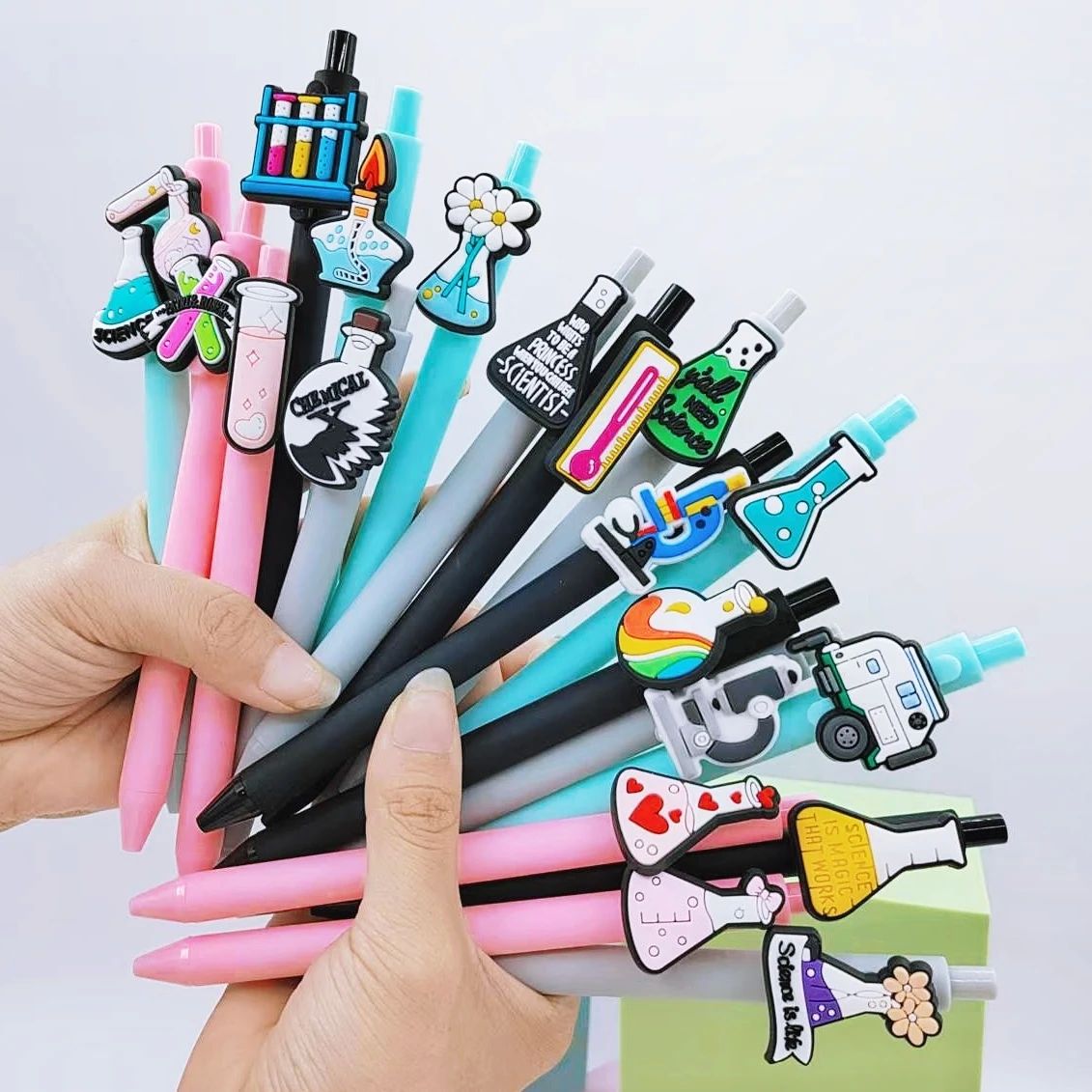15/20PCS chemistry laboratory theme ballpoint pen, science e