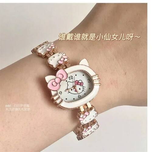 Cartoon Cute Hello Kitty Watch Female Student Sweet Bow Girl