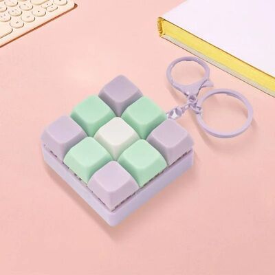 Clicky 9-Key Keyboard Keychain Pastel Fidget Key Ring Mechan