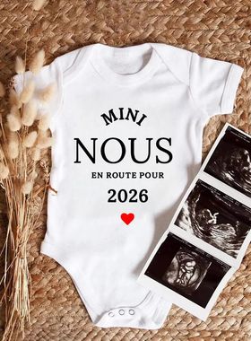 Mini Nous En Poute Pour 2026 Printed Baby Romper Pregnancy A