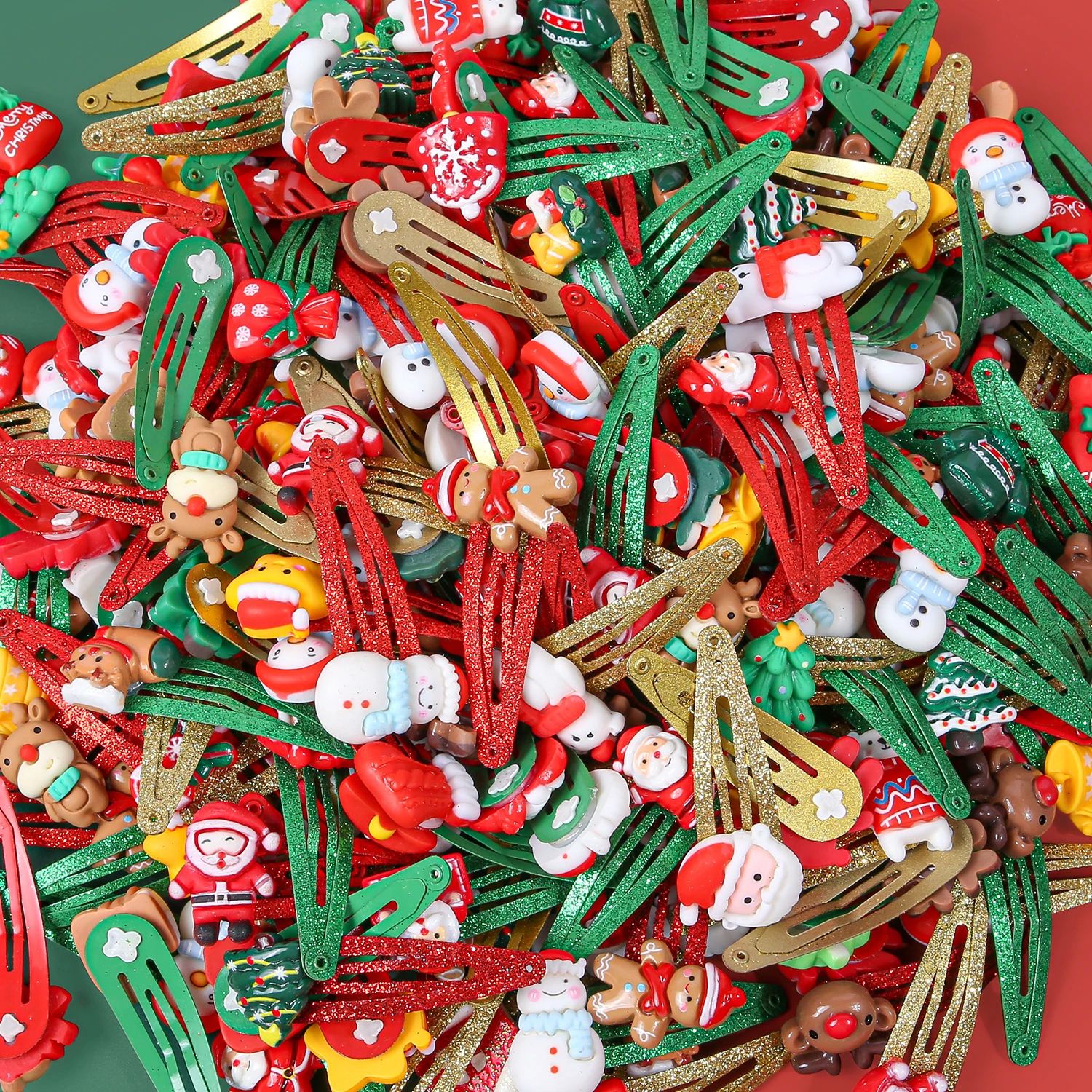 10/20/30PCS Cartoon Christmas Hair Clips Girls Party Hair Ba