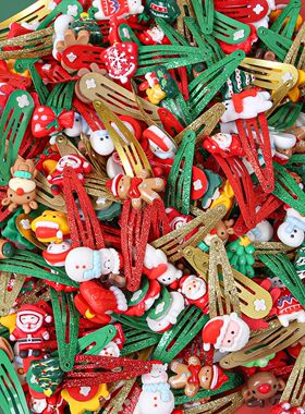 10/20/30PCS Cartoon Christmas Hair Clips Girls Party Hair Ba