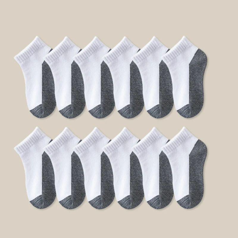 12 pairs basic children's short socks - white and gray desig