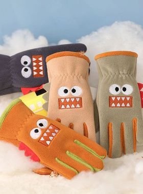 Winter Kids Plush Gloves Outdoor Riding Ski Glove Waterproof