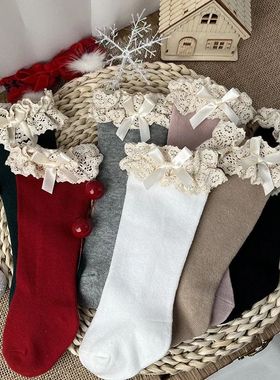 New Winter Autumn Baby Girls Knee High Socks Lace  Ruffle Lo