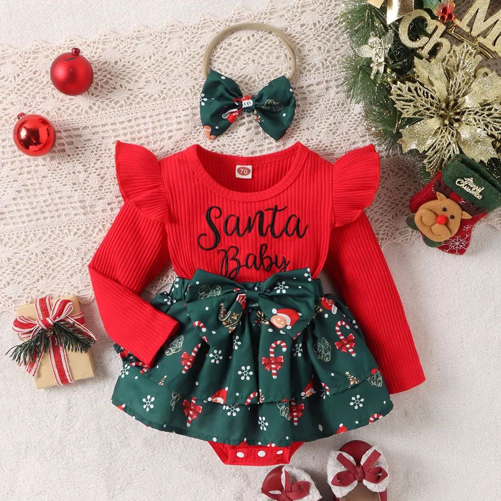 Infant Baby Girls Christmas Clothes Bodysuit Cartoon Snowfla