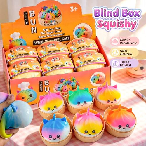 New Viral Large Rainbow Unicorn Bun Squishy Toy, Blind Box,