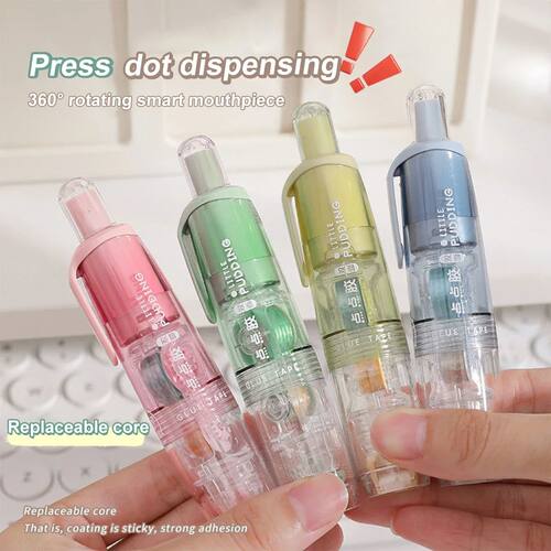 Cute Dots Glue Tape Double-Sided Adhesive Roller Refillable