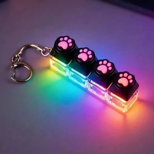 `Clickable Keyboard Keychain LED Light - Stress Anxiety Reli