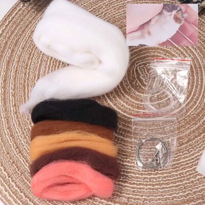 Non-Finished Cat Wool Needle Felting Kit Handmade DIY Wool F