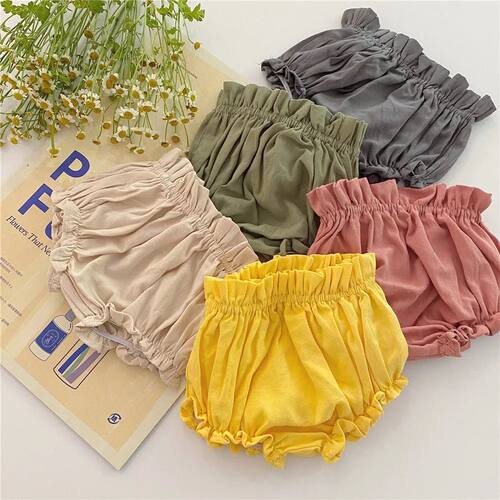 Baby Girls Bloomer Toddler Cotton Linen Shorts Frill Diaper