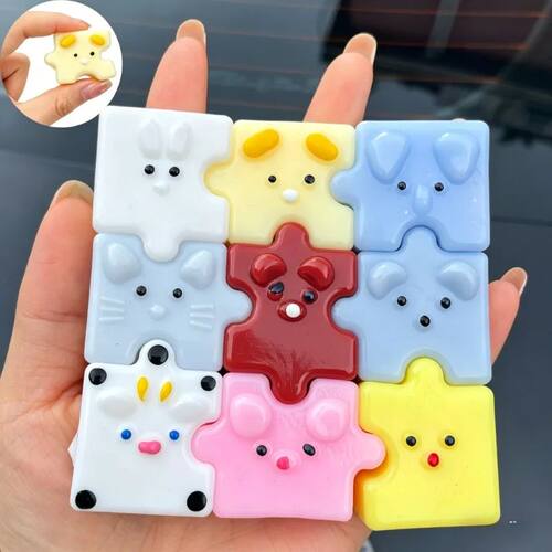 Squishy Silicone Jigsaw Puzzle Squeeze Toys Sticky Colorful