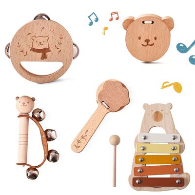 born Wooden Musical Instruments Toys Wooden Bear Percussion