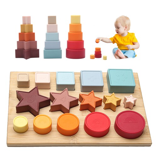 1 Set Montessori Toys Sorting and Stacking Building Blocks T
