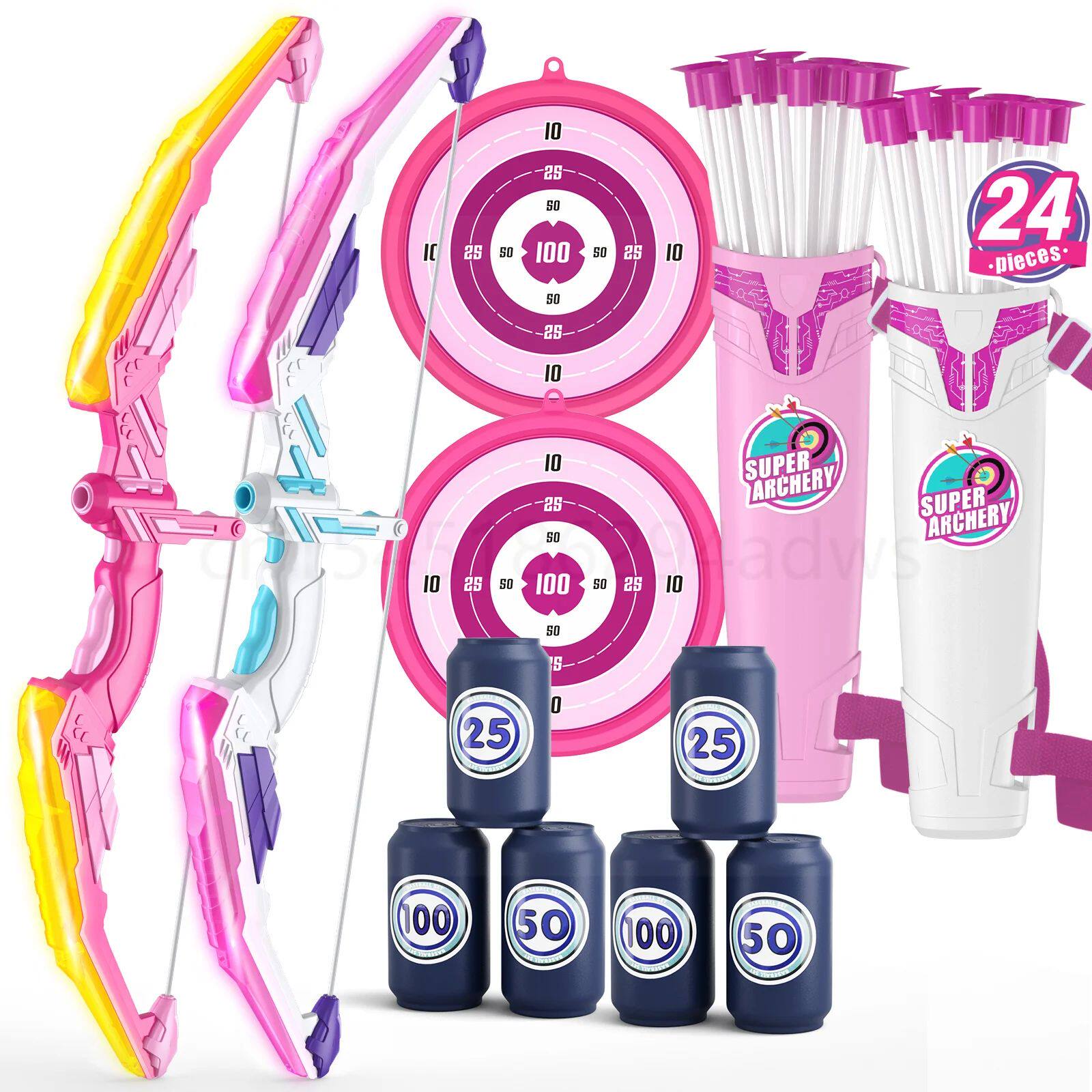 Kids Bow and Arrow Set, LED Light Up Archery Toys Set for Ki