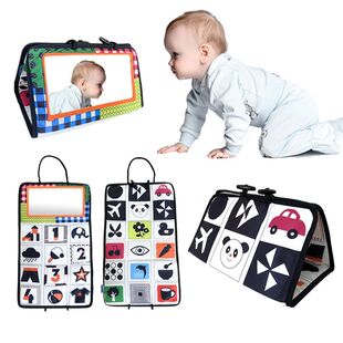 Black and white newborn mirror toy, tummy time for babies, h