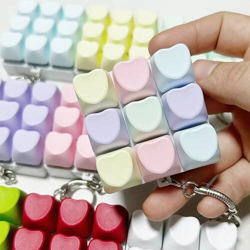 Heart-shaped 9 Keyboard Key Clicker Toy Anti Stress Relief F