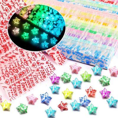 210 Sheets Luminous Origami Stars Paper 10 Colors Strips Luc