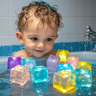 6/12PCS Baby Bath Bathtub LED Light Up Toys Colorful Waterpr