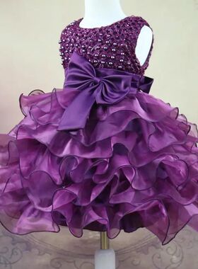 Tutu Beading Flower Baby Girl Dress For Wedding Party Sleeve