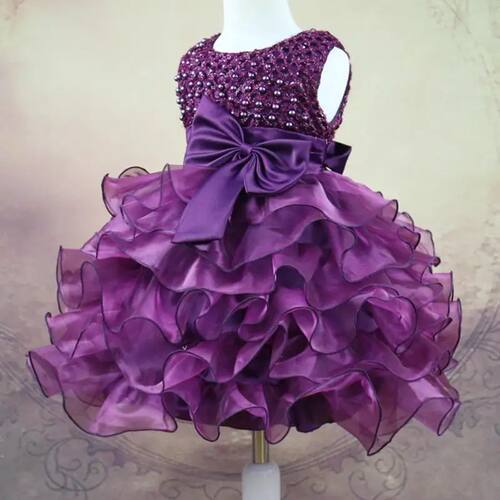 Tutu Beading Flower Baby Girl Dress For Wedding Party Sleeve
