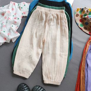 Loose Casual Boys Girls Cotton Summer Baby Pants Linen Kids