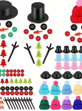 115/125/185pcs Christmas Snowman Craft with Mini Knit Hats C