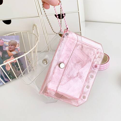 M5 5Holes loose Leaf Card Sleeve PVC Transparent Glitter Sma