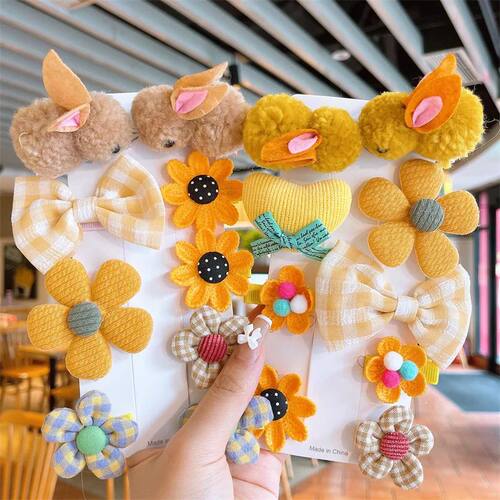9Pcs/Set Kids Plush Hair Clips Cute Rabbit Children Side Cli
