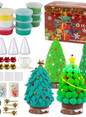 Christmas Trees Crafts Sets Air Dry Clay Kits for Kid Modeli