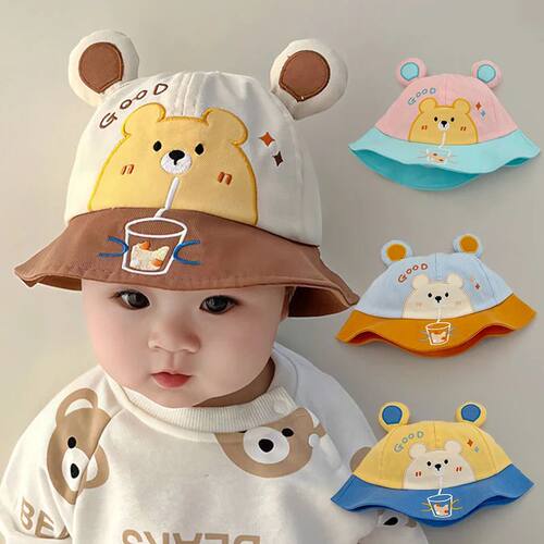 Cute Bear Ear Baby Bucket Hat Kids Boy Girl Panama Basin Cap